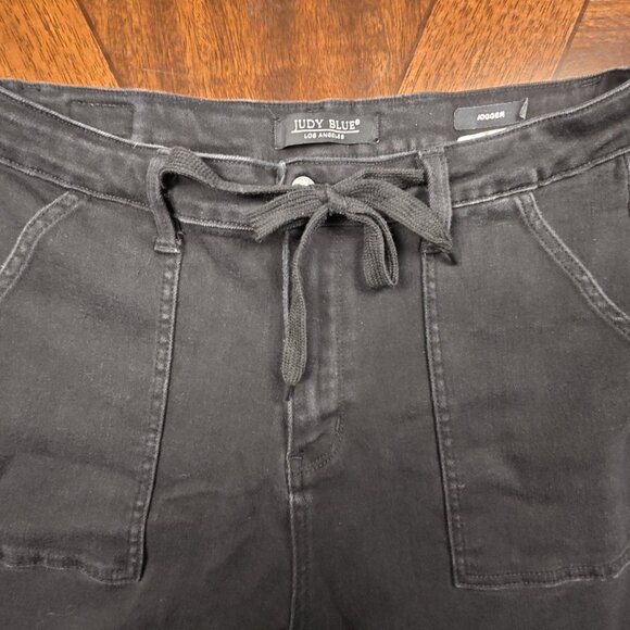 JUDY BLUE LOS ANGLES BLACK JOGGERS DENIM JEANS - Picture 5 of 6